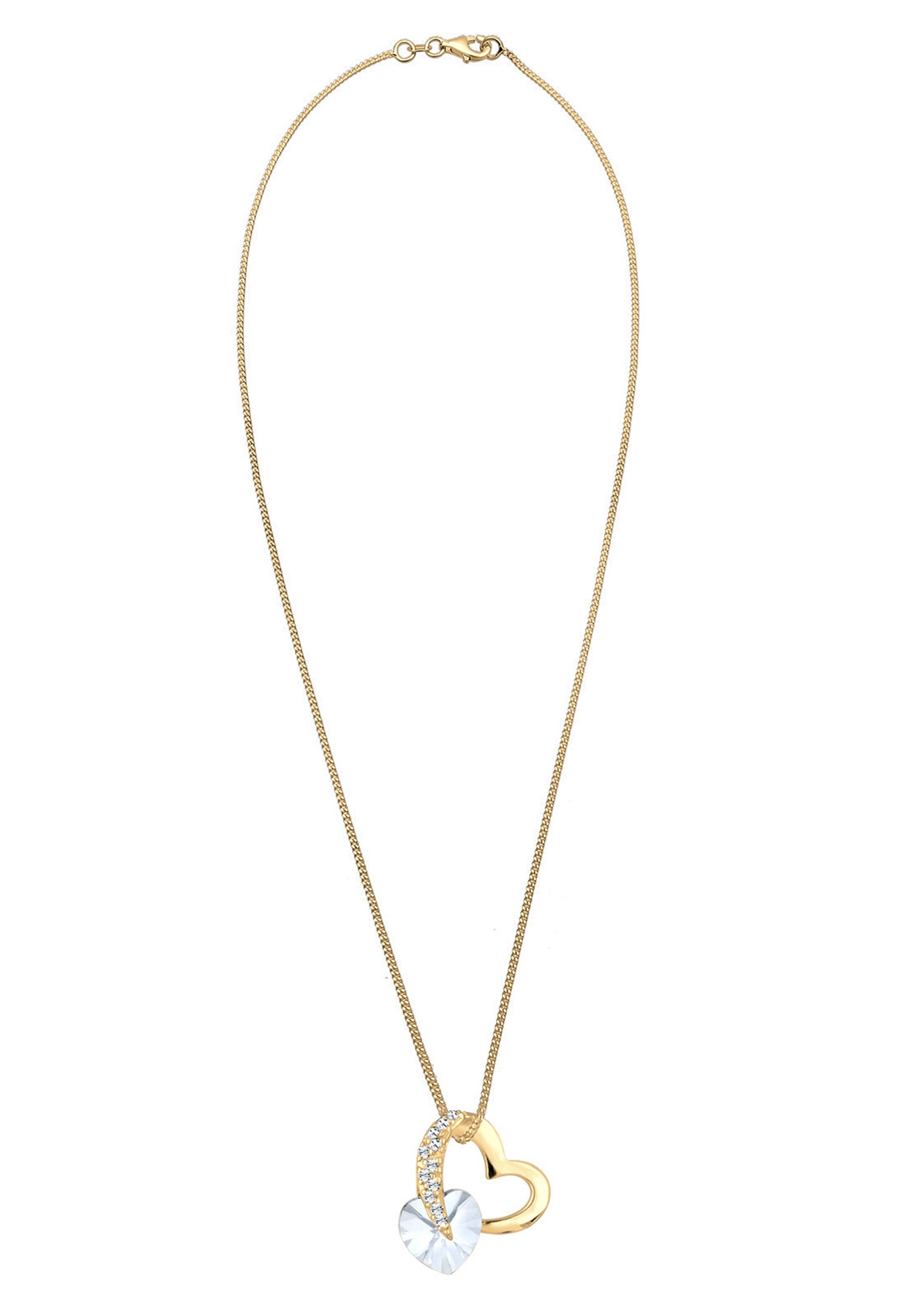 Elli Femme Coeur Glamoureux avec Cristal en Argent Sterling 925