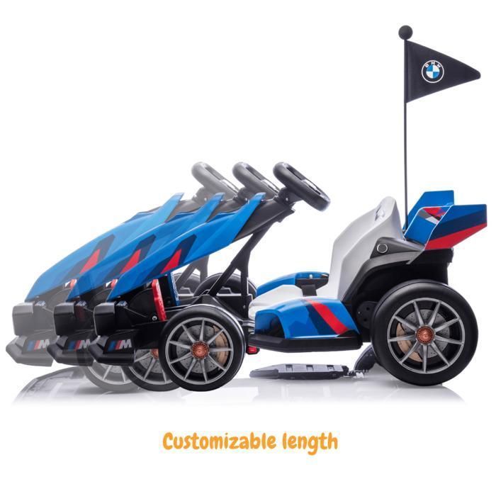 Kart eléctrico BMW de 24 V - Azul - Para edades de 5 a 12 años - Producto con licencia oficial - Función de derrape - 2 x 200 W - Velocidad máxima: 12 km/h