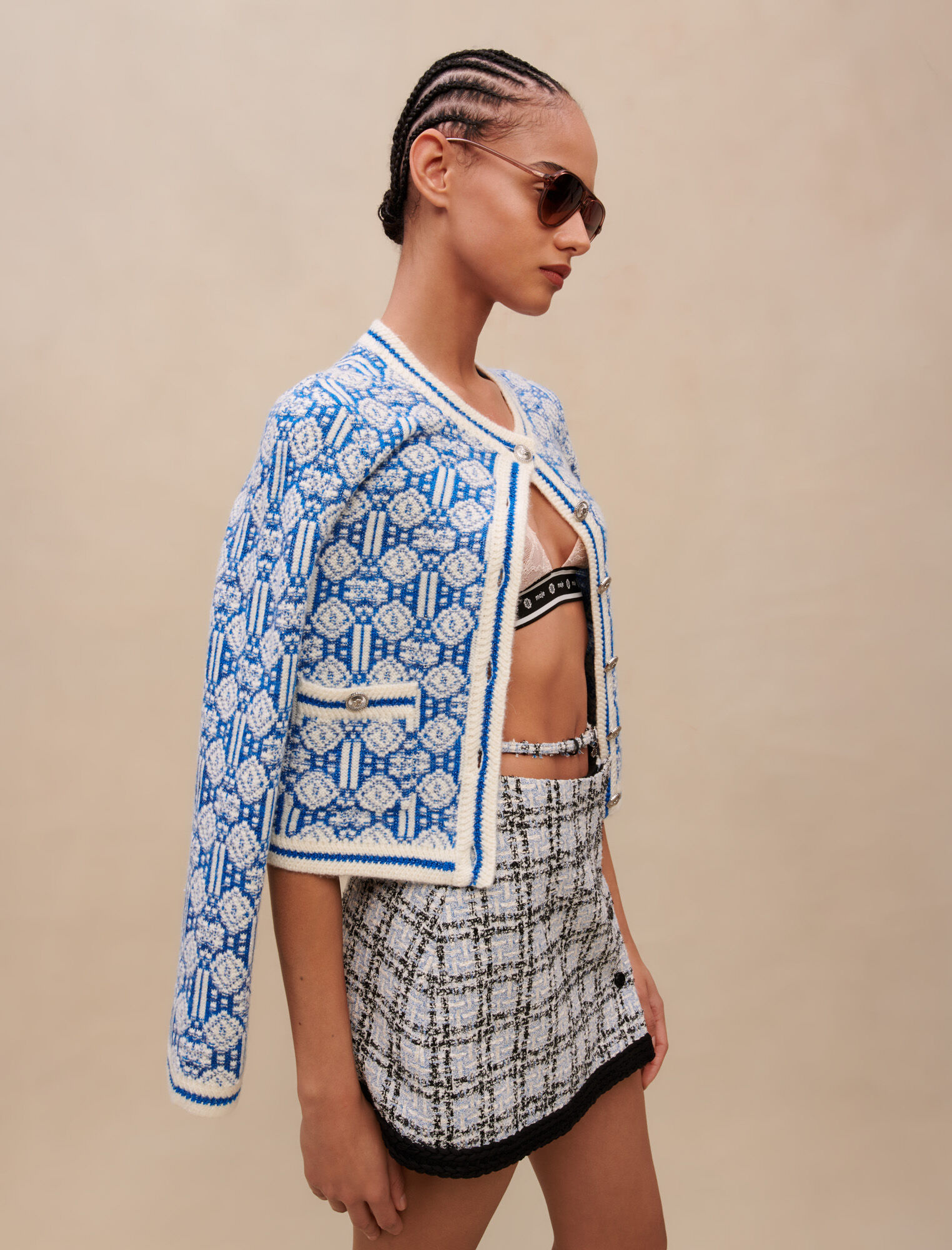 Geruite tweed rok - Blauw