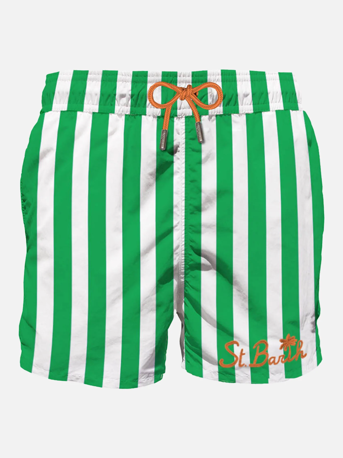 Costume da bagno verde di media lunghezza con ricami