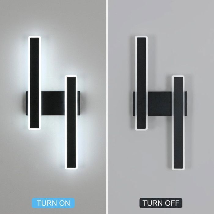 Aplique de pared LED DELIPOP de 32 W, 3600 lúmenes y 6500 K: luminaria moderna de color negro para dormitorio, sala de estar, escalera y pasillo.