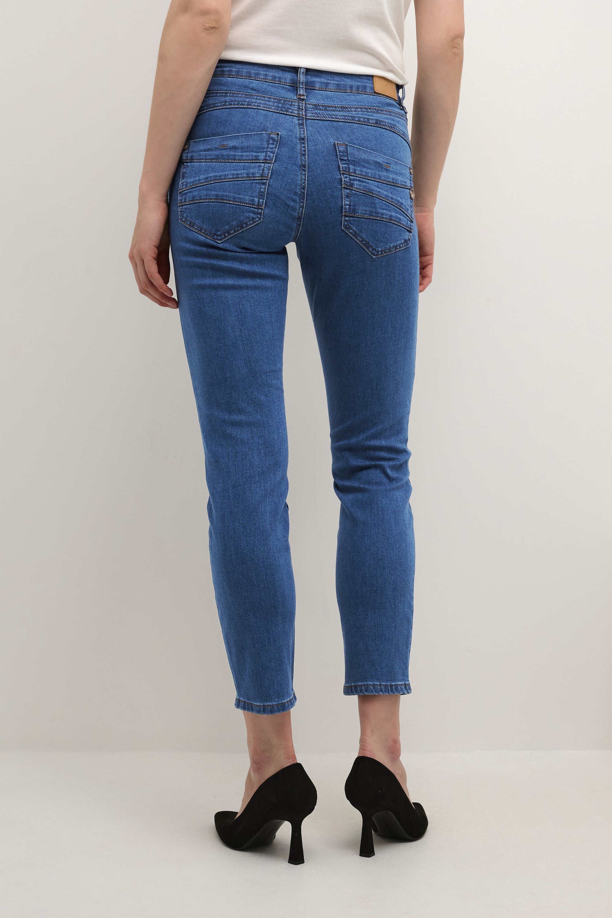 Jean slim CRLONE COCO couleur crème - denim bleu indigo