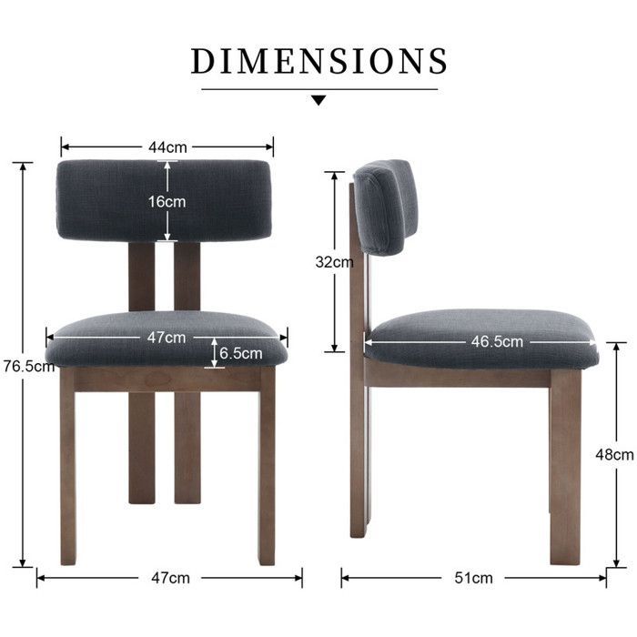 Chairus Chaise de Salle à Manger Lot de 2 Chaise Salle à Manger, Chaise de Cuisine en Bois pour Salon et Salle de Séjour, Lin, Gris