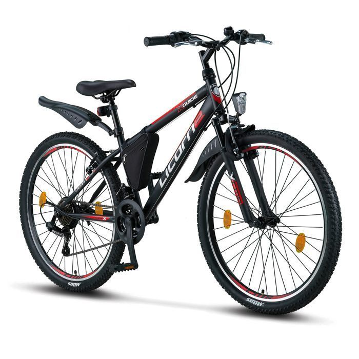 Full Suspension Mountain Bike - UNICORN - Unisex - Black/Red/Grey - 21 Speeds (26 inches)