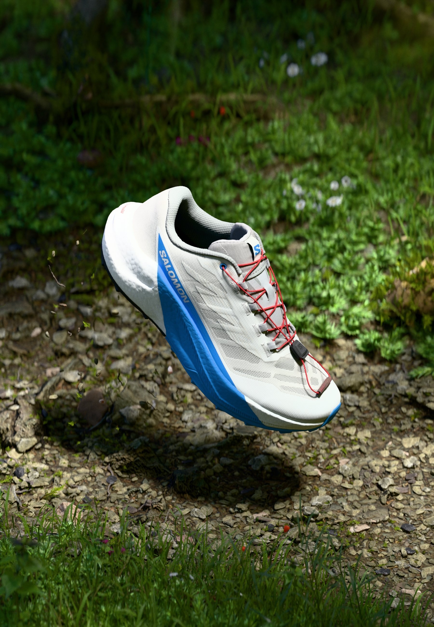Salomon PULSAR - Scarpe da trail running - roccia lunare/bianco/blu francese