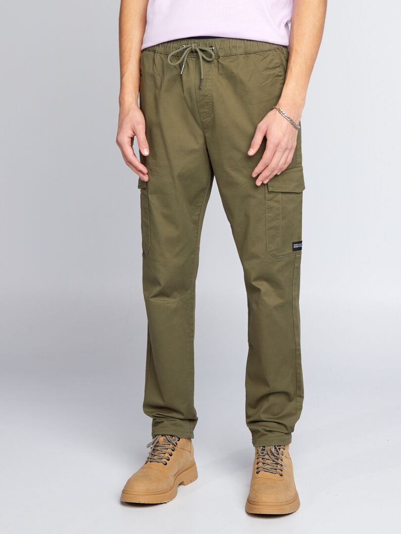 Nauwe broek met meerdere zakken - KHAKI