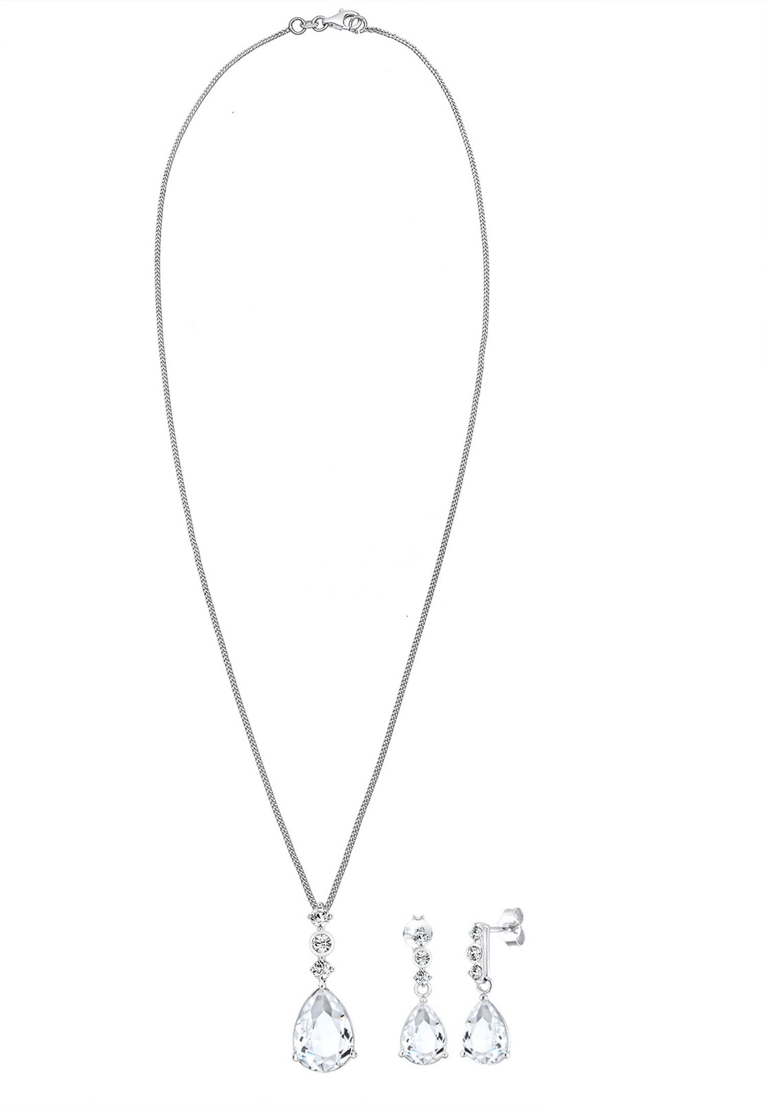 Elli PREMIUM Femmes Goutte noble Set pendentif d'oreilles avec cristaux en argent sterling 925