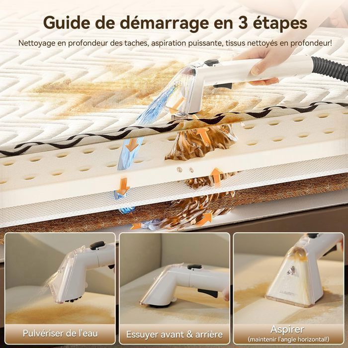 Uwant Y100 Nettoyeur Détacheur Multi-surface -18kpa - For Sofa, Carpets, Matelas- 600W - Auto-Nettoyage - Réservoir Double 1,2L