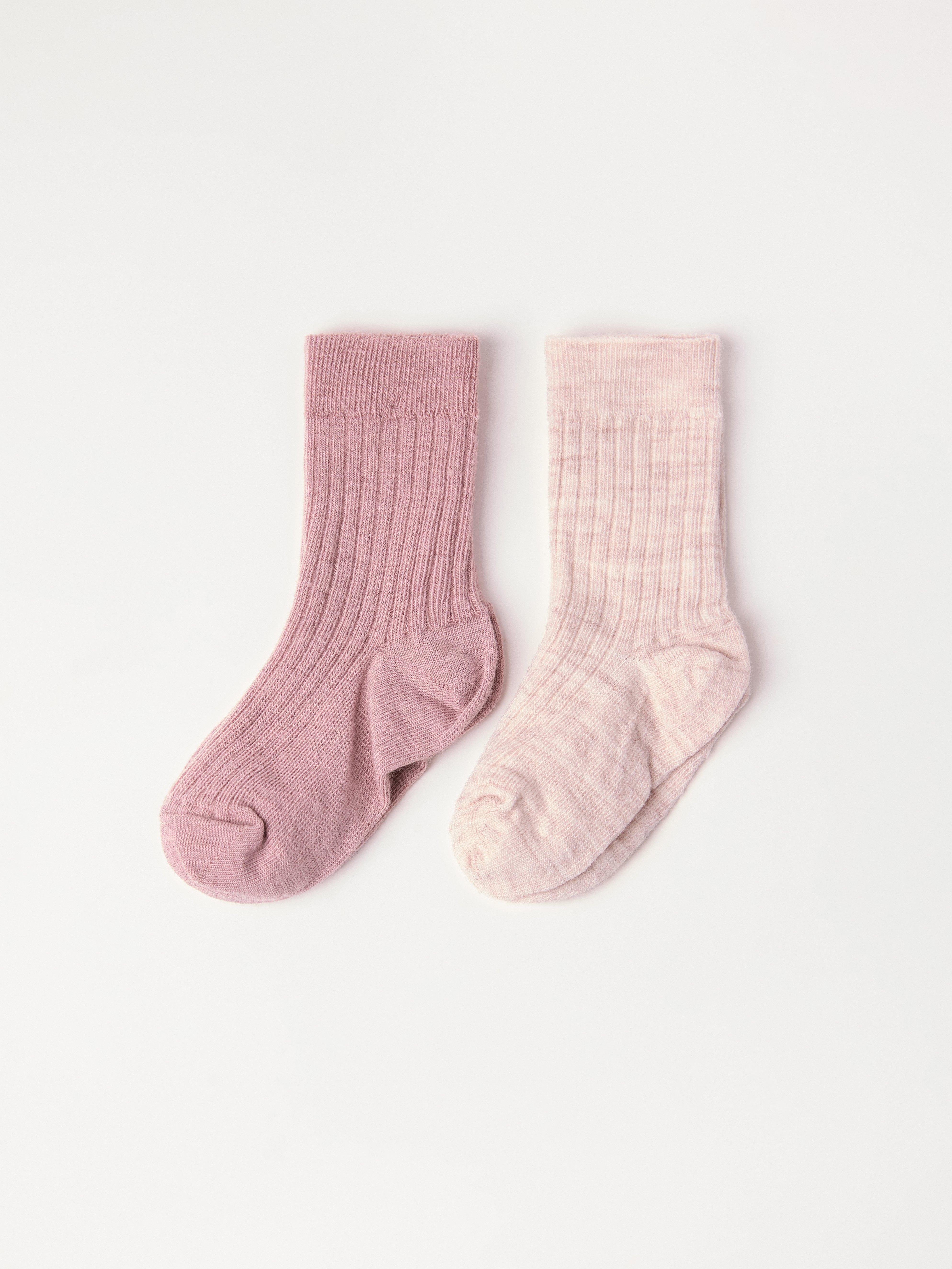 Paquete de 2 pares de calcetines de mezcla de lana, color rosa empolvado.