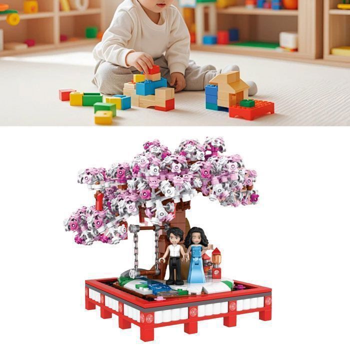 Bonsai Cherry Blossom - Garosa - Building Block Set - Decorative Model Kit in Blocks 648 Pieces