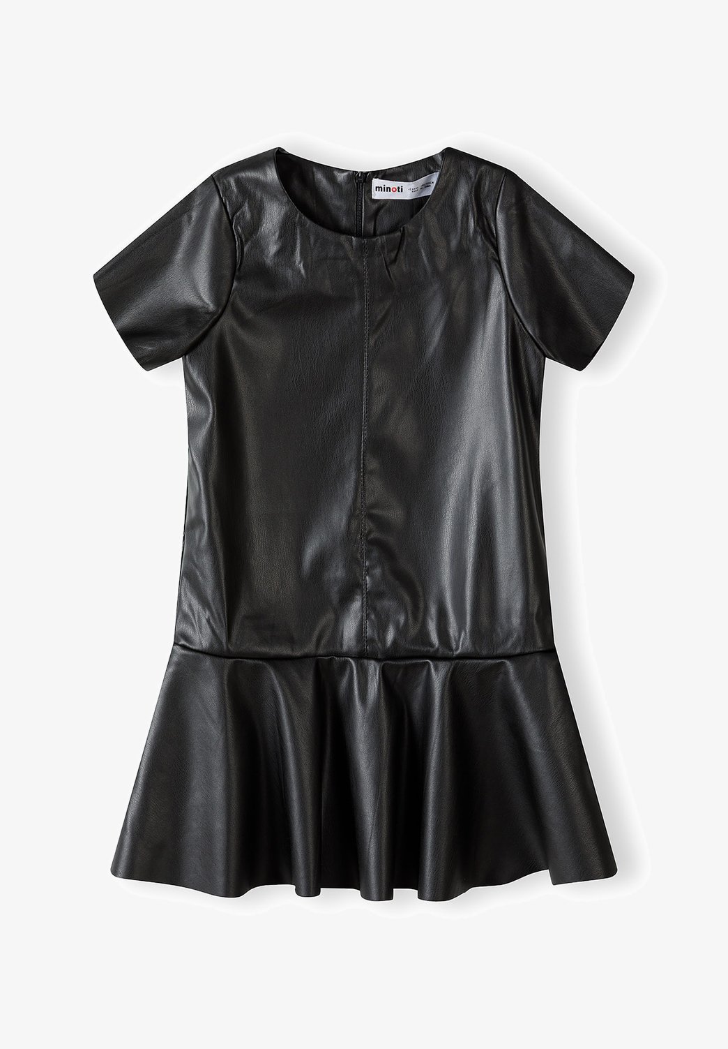 Robe cocktail/robe de soirée MINOTI à manches courtes en similicuir noir
