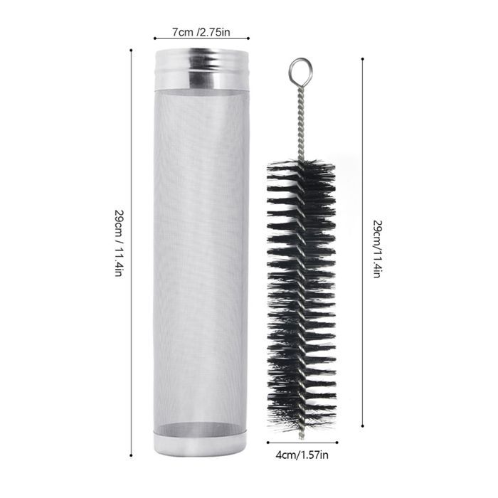 Filtro de malla de acero inoxidable 304 para elaboración de cerveza con cepillo de limpieza; filtros para la elaboración de vino y zumos.