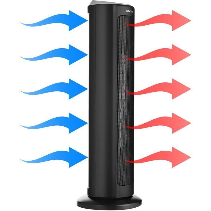 Radiateur tour en céramique - SENCOR - SFH 8990BK - Jusqu'à 2000 W - 3 modes - 24 m² / 60 m³ - Télécommande - Noir