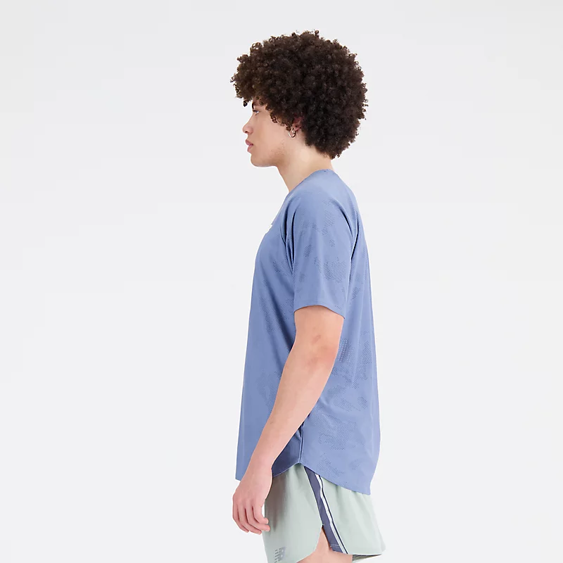 Męska koszulka Q Speed Jacquard z krótkim rękawem - MERCURY BLUE