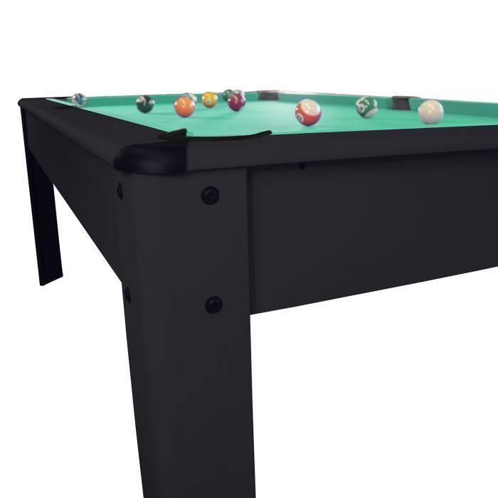 Billard Américain HARMONY 6Ft - 206,5 x 116,5 x 80 cm avec accessoires - Couleur Ebène et Tapis Vert