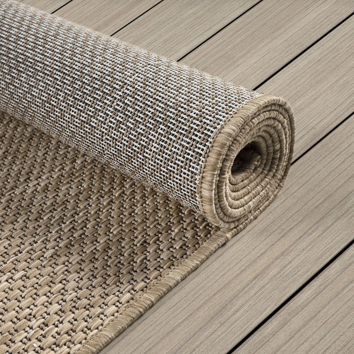 Mistra-Teppich – robuster, moderner, wetter- und UV-beständiger Outdoor-Teppich, Natur, 80 x 200 cm (1)