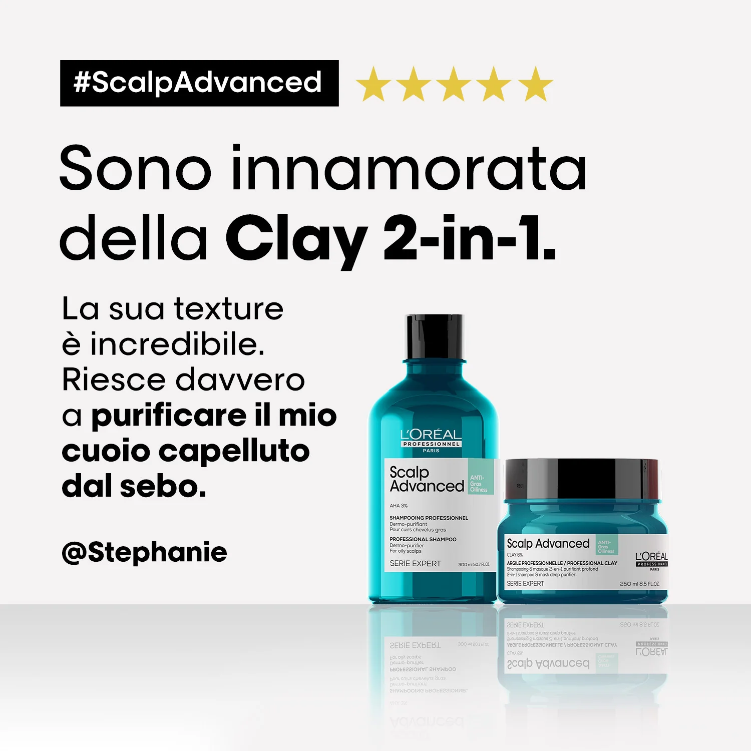 SERIE EXPERT New Scalp Advanced 2-in-1 Deep Purifier Clay Anti-Oiliness - Maschera Purificante Capelli, Shampoo Purificante