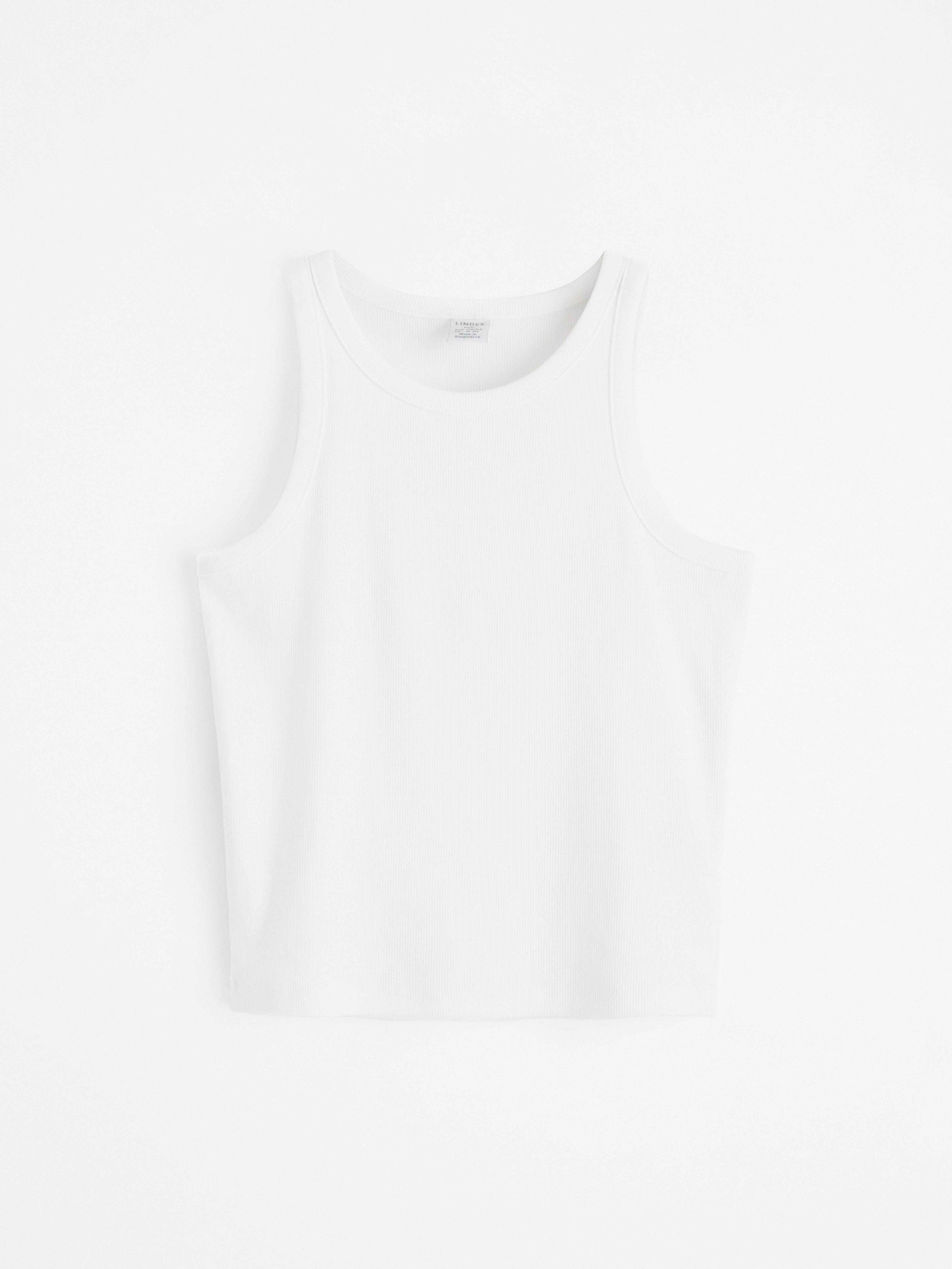 Ribbet linne Off White