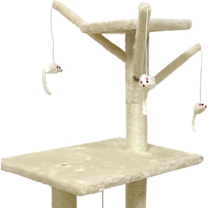 Árbol rascador para gatos JIPSY color beige, 79 x 34 x 138 cm - 3 plataformas, 1 percha, 1 escondite, 1 escalera, postes rascadores