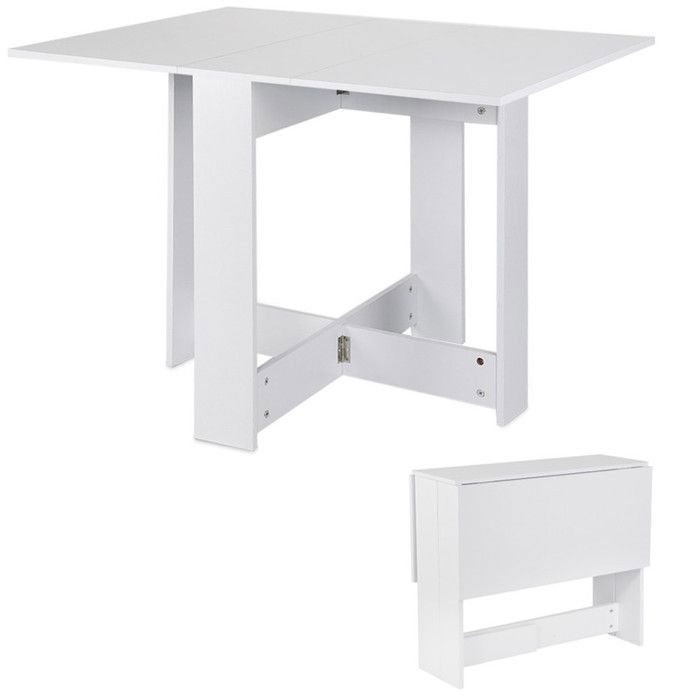 Tavolo da pranzo VIVOLILV - Tavolo da cucina pieghevole - 102,5x76x73 cm - Bianco - Per piccoli spazi