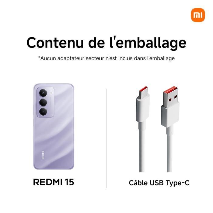 Smartphone - XIAOMI - Redmi 15 4G - 8 GB de RAM - 256 GB - Pantalla de 6,9 pulgadas - IP64