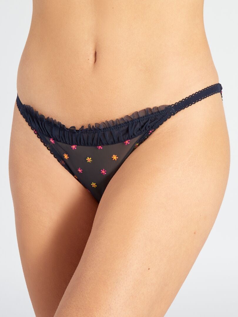 Geborduurde tule slip met haarspeldjes - BLAUW