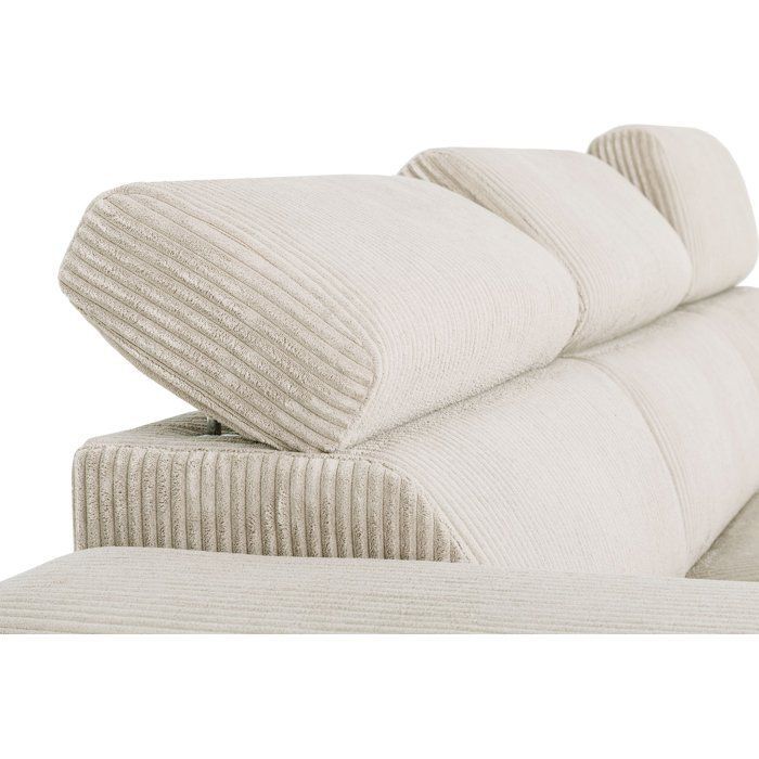Käännettävä kulmasohva - 4-istuttava - VICOMTE - Beige sametti - Säilytyslokero - 237 x 167 x 88 cm