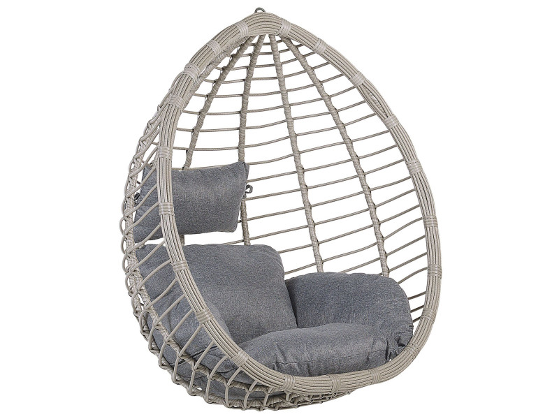 Fotel wiszący bujany jajo rattan szary