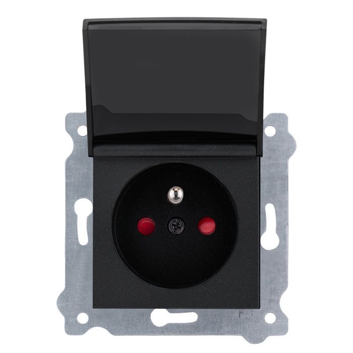 Steckdose - EXEN - 247/01E - Schwarzmetallic - Schutzabdeckung - 2P+E