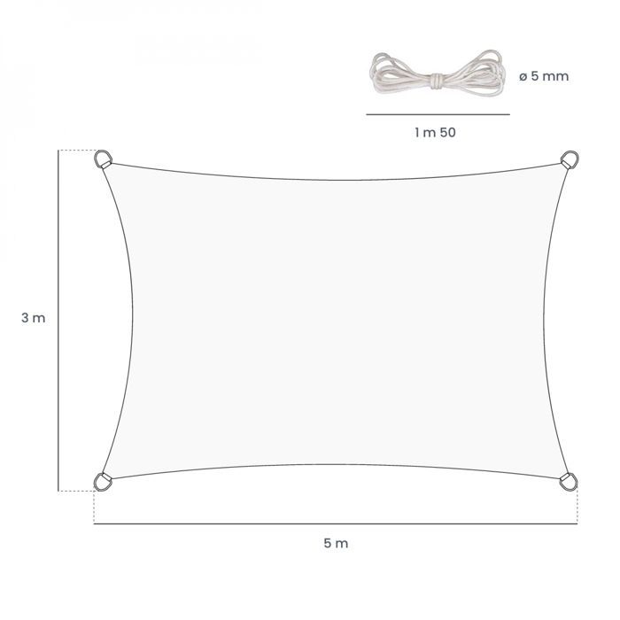Toldo rectangular impermeable y resistente a los rayos UV - 3 x 5 m - Color topo - Linxor