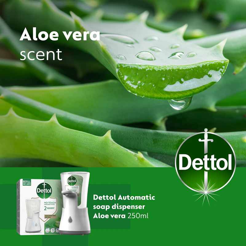 Dispensador de sabonete sem toque Dettol Soft on Skin com Aloe Vera