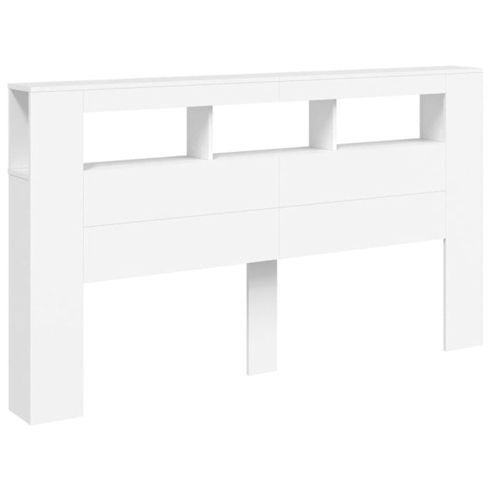 vidaXL Tête de Lit à LED, Panneau avec Rangement, Accessoire de Lit, Tête de Cadre de Lit Chambre, Blanc 180x18,5x103,5 cm 837358