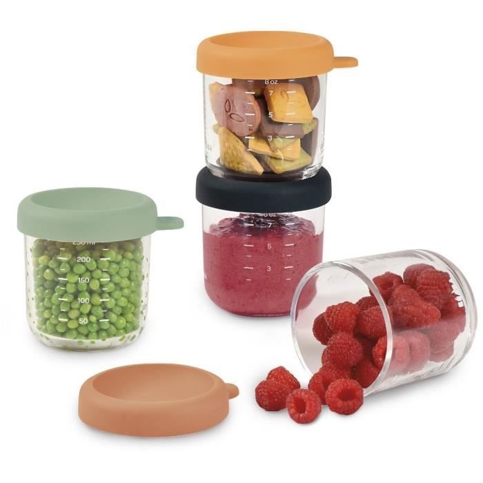 Juego de 4 porciones de comida en vaso - BEABA - Mezcla de colores Sunrise - 250 ml