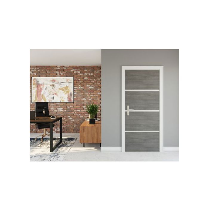 Kit de Renovação de Porta NORDLINGER Cinza Ágata com Perfis de Alumínio - 85 x 50 cm (sem cola)