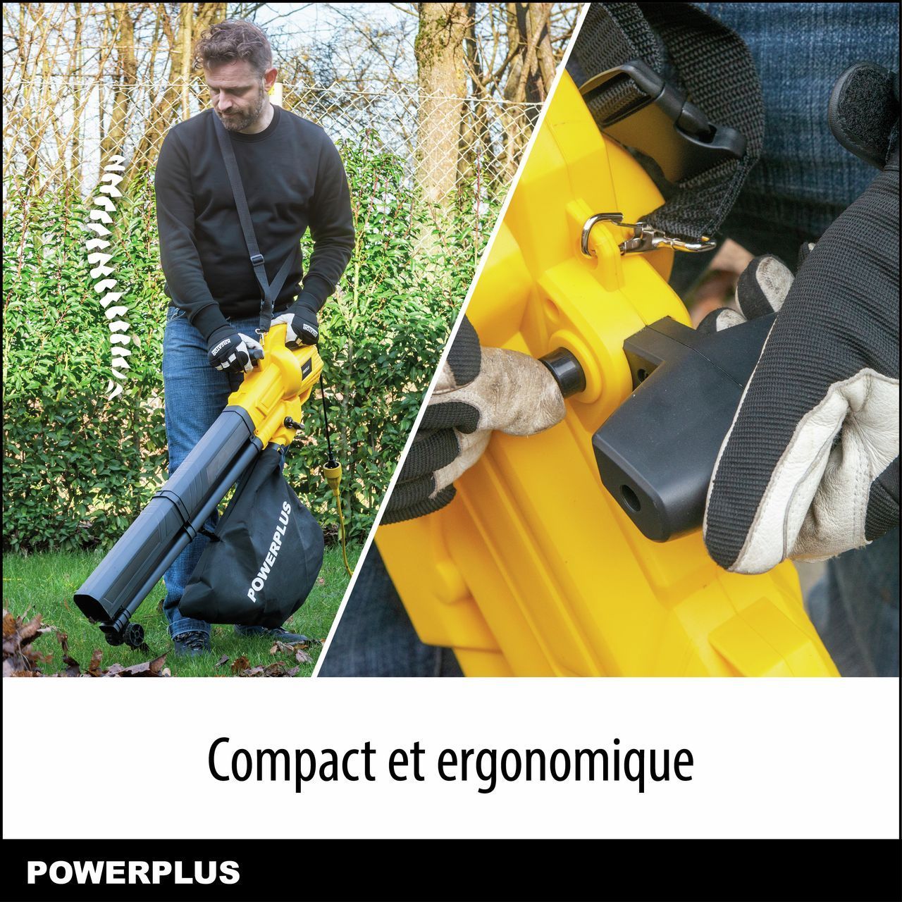 Soplador de hojas eléctrico - POWER PLUS - POWEG4030 - 3300 W - Velocidad máxima del aire de 250 km/h