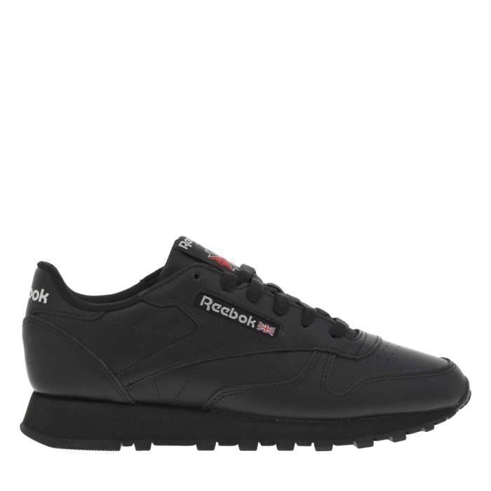 Reebok Baskets running femme cuir noir - lacets, semelle antidérapante