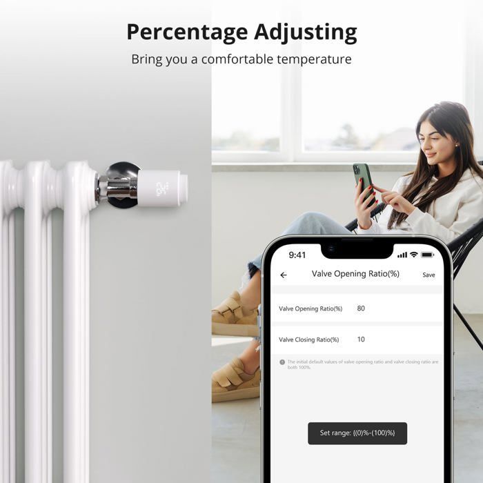 Robinet thermostatique intelligent interconnecté pour radiateur, thermostat avec écran LCD.