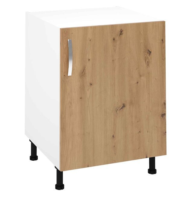Meuble bas de cuisine avec 1 porte coloris Chêne Albar - Hauteur 85 x Longueur 60 x profondeur 58 cm