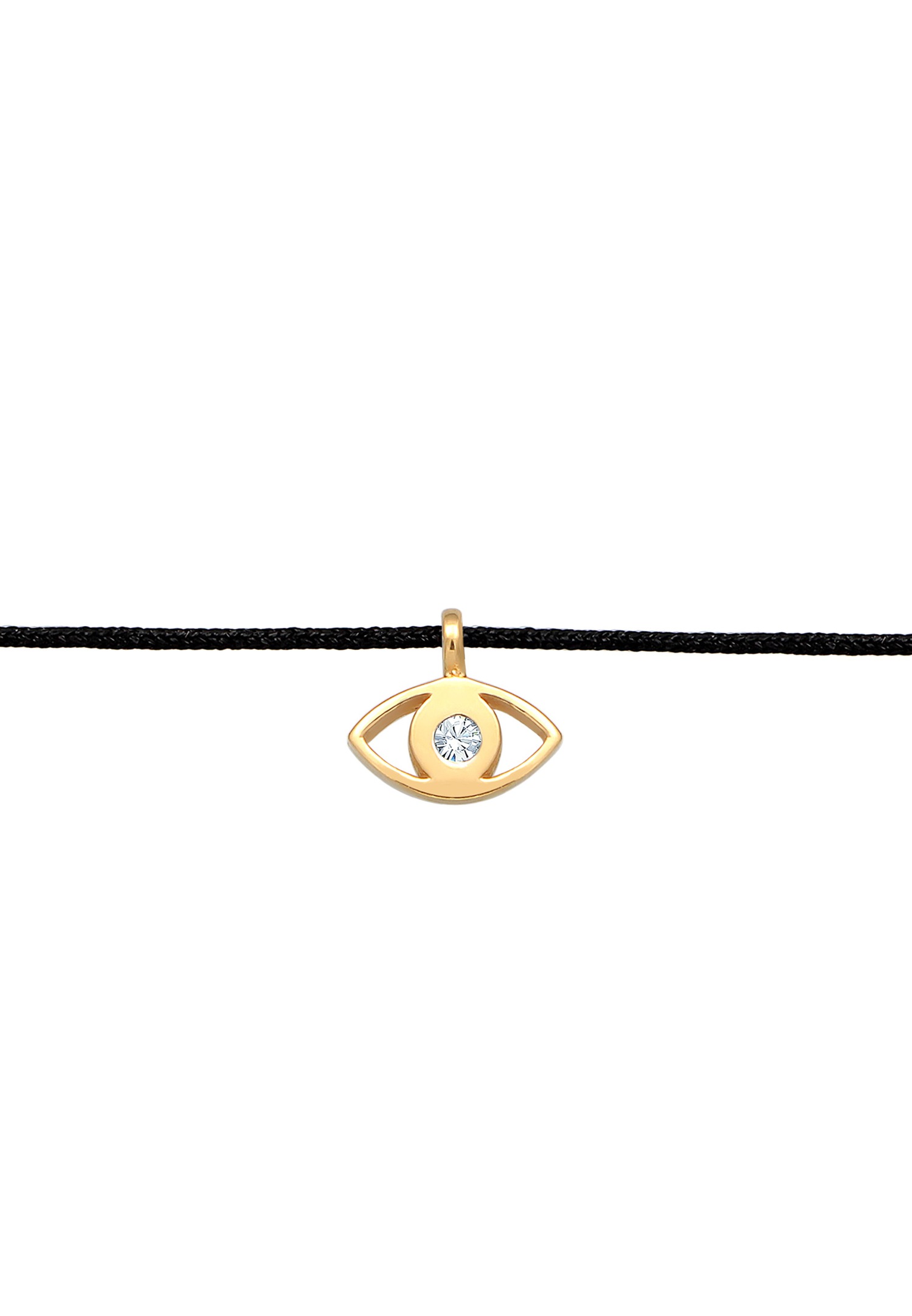 Elli Femmes Choker Evil Eye pendentif avec cristal et textile en argent sterling 925 plaqué or