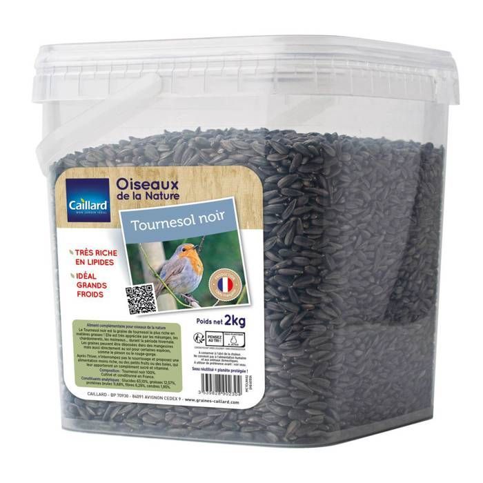 Balde de 2 kg de sementes de girassol pretas para pássaros silvestres - Pacote com 4 unidades