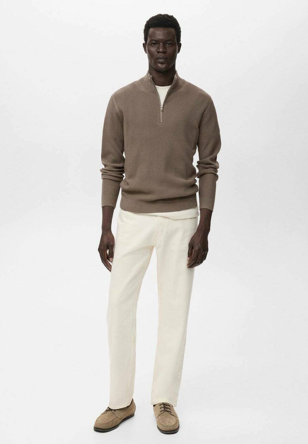 Pull Mango à col zippé - gris