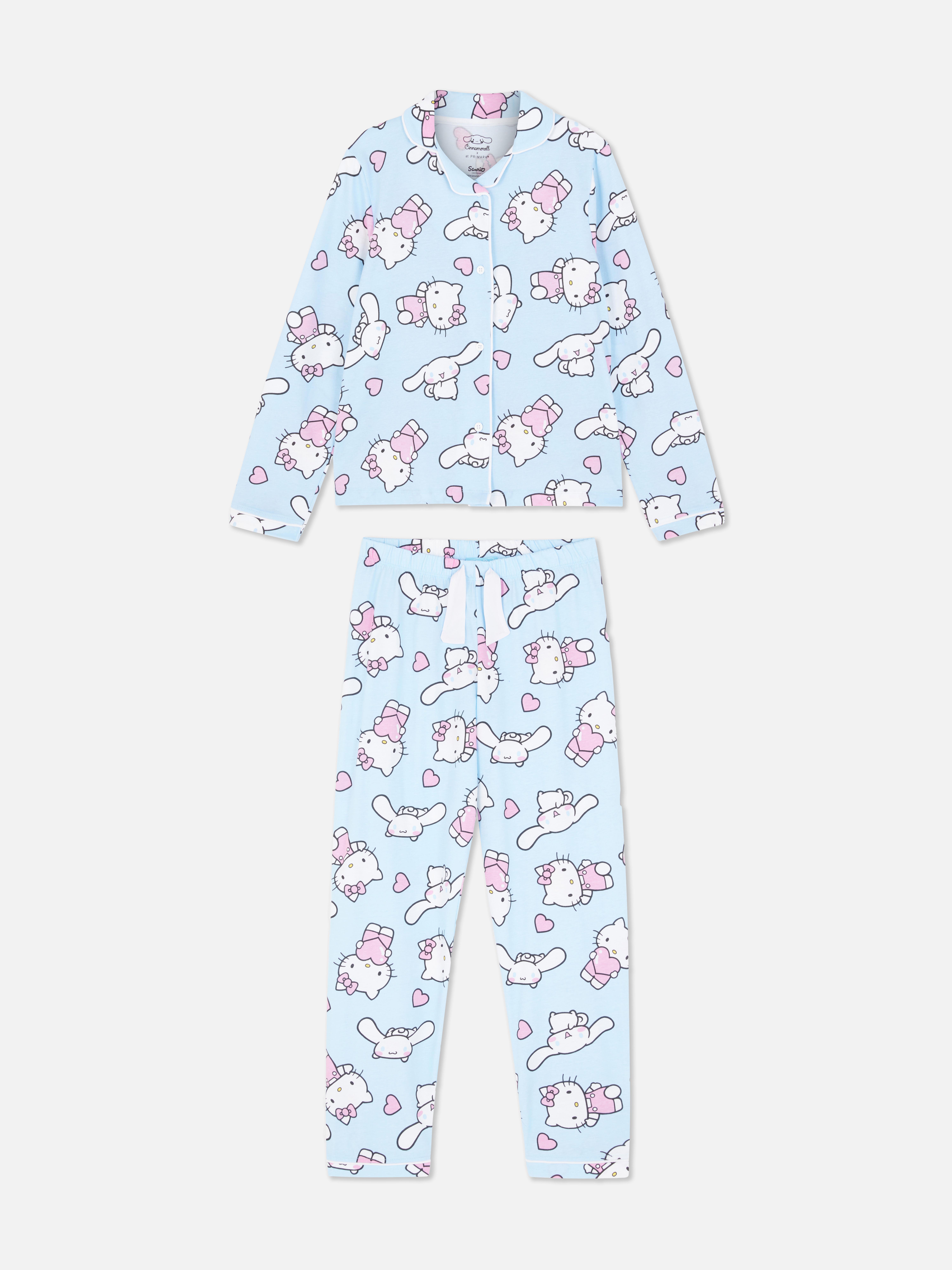 Πιτζάμες Hello Kitty Cinnamoroll. Πιτζάμα Sanrio με τοπ με γιακά και παντελόνι με κορδόνι.
