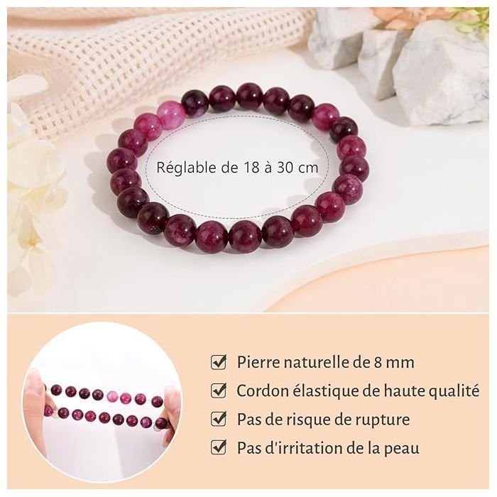 Gift for Women, Natural Stone Bracelet, Gift Idea for Teen Girls, Christmas Gifts for Women, Birthday Gift (Purple)