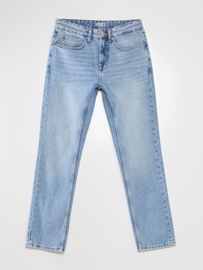 Calça jeans reta com 5 bolsos - L30 - AZUL