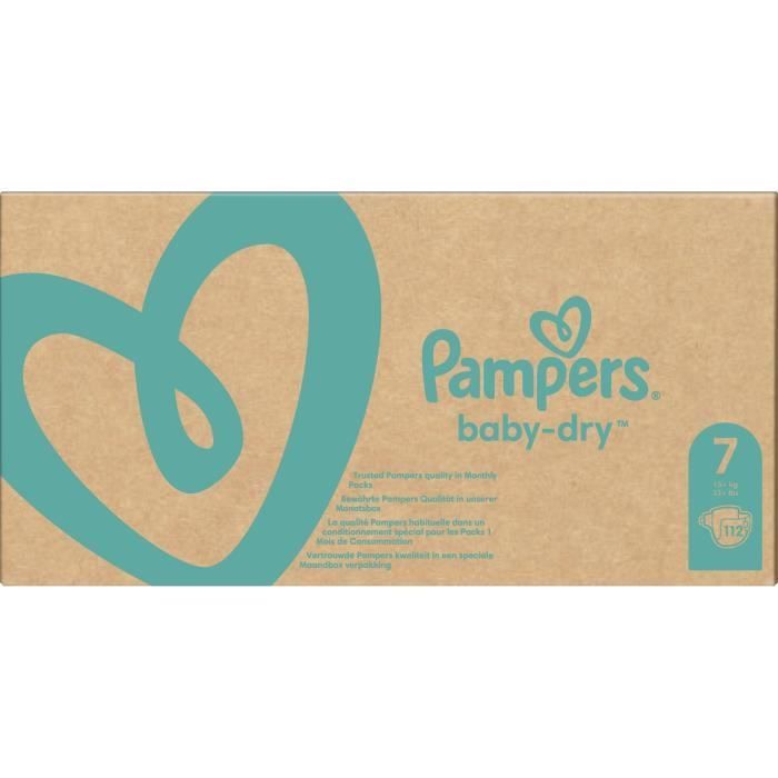 Pampers Baby-Dry Size 7, 112 Diapers - 1 Month Pack