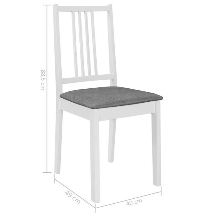 Sillas de comedor ZENCORE® de estilo escandinavo, blancas, para salón/cocina - 40x49x88,5cm - Juego de 4 sillas con cojines - Color blanco - Madera maciza
