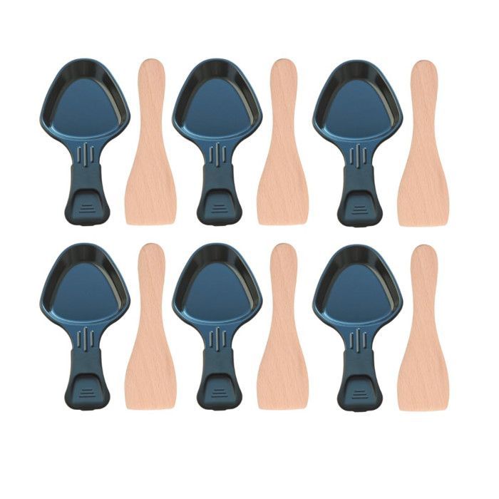 Juego de 6 platos para raclette y 6 palas de madera para sartén de raclette, espátula para raclette, parrilla para raclette, wok AS306001, AS306003 TEFAL,