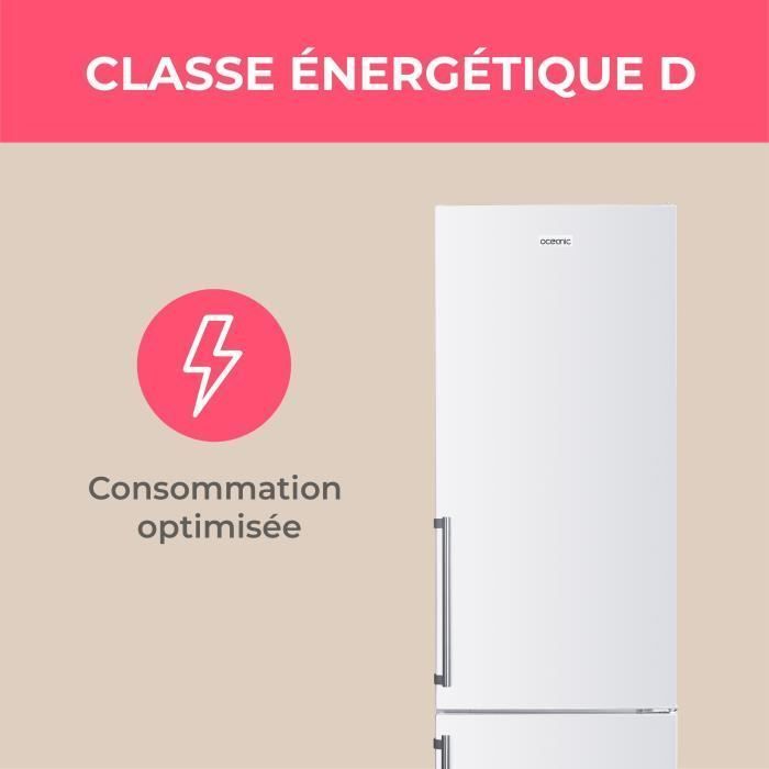Réfrigérateur combiné - OCEANIC - OCEAFC262STDW - 262 L - Classe D - 55 x 56 x 180 cm - Blanc