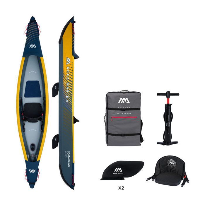 AQUA MARINA Tomahawk Air-K 375 Inflatable Kayak - Olive Yellow - 1 Person - Adult