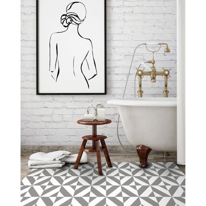 Vinylteppich Panorama Grau Geometrie 40x80 cm - Teppich für Küche, Büro und Wohnzimmer aus PVC
